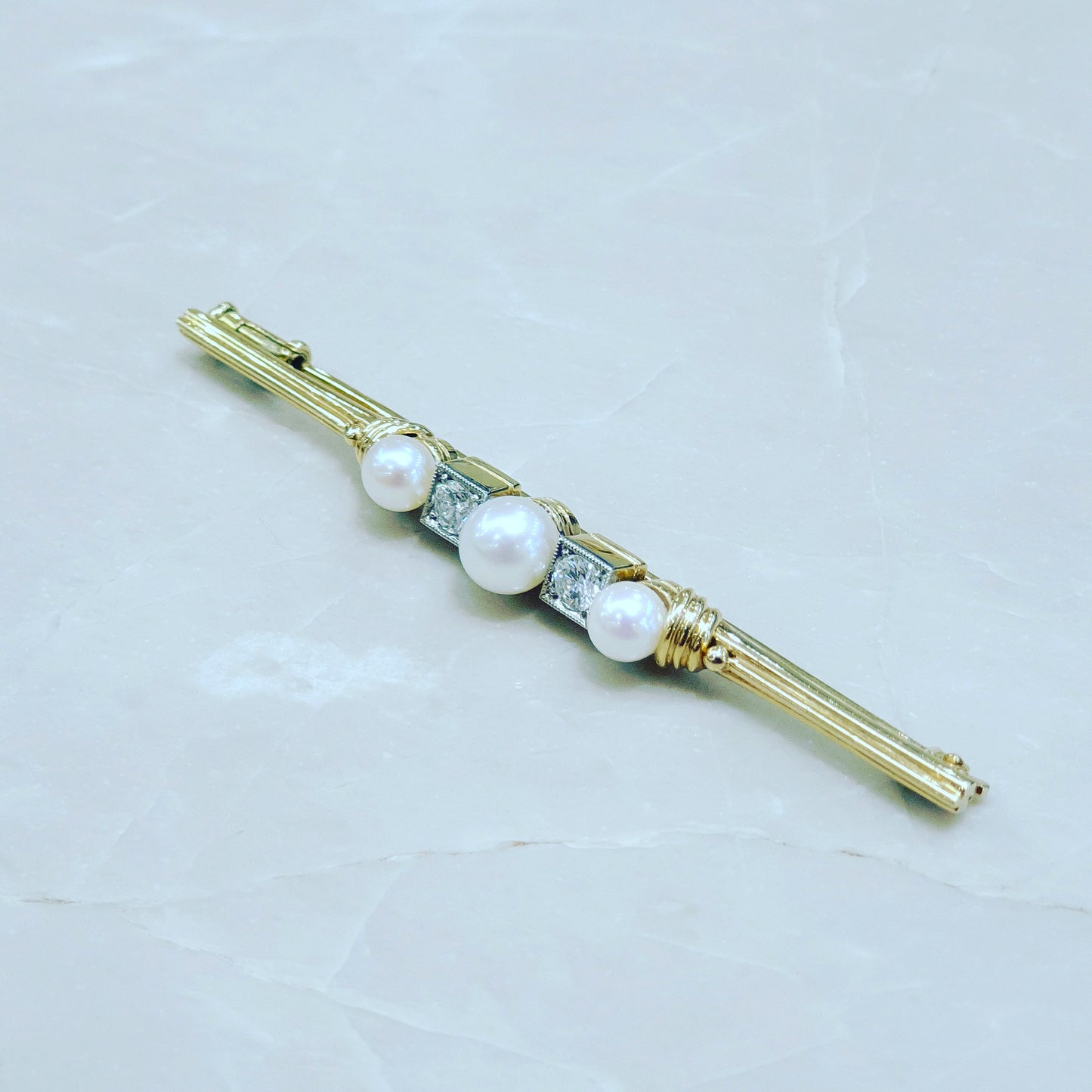 Antique pearl and diamond brooch