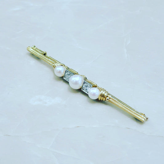 Antique pearl and diamond brooch